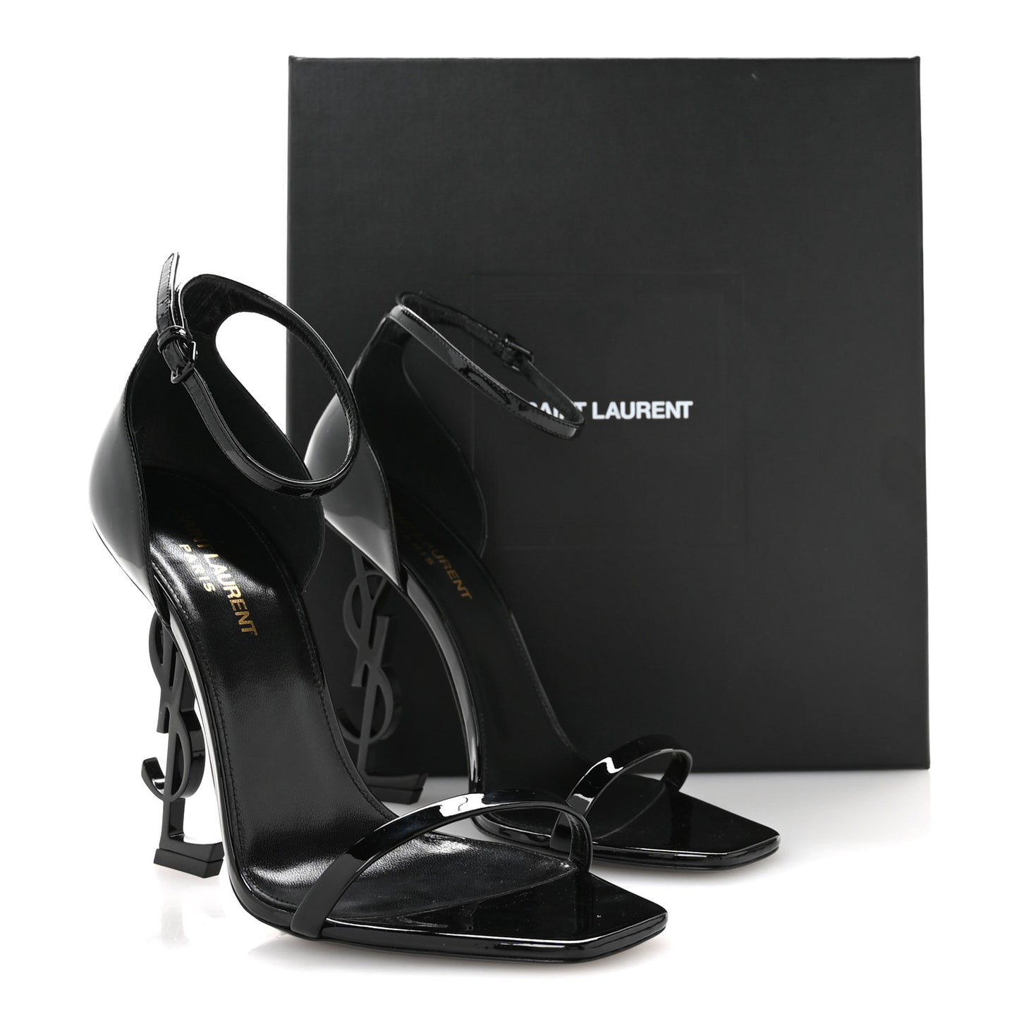 Patent Calfskin Opyum 110 Sandals 39 Black