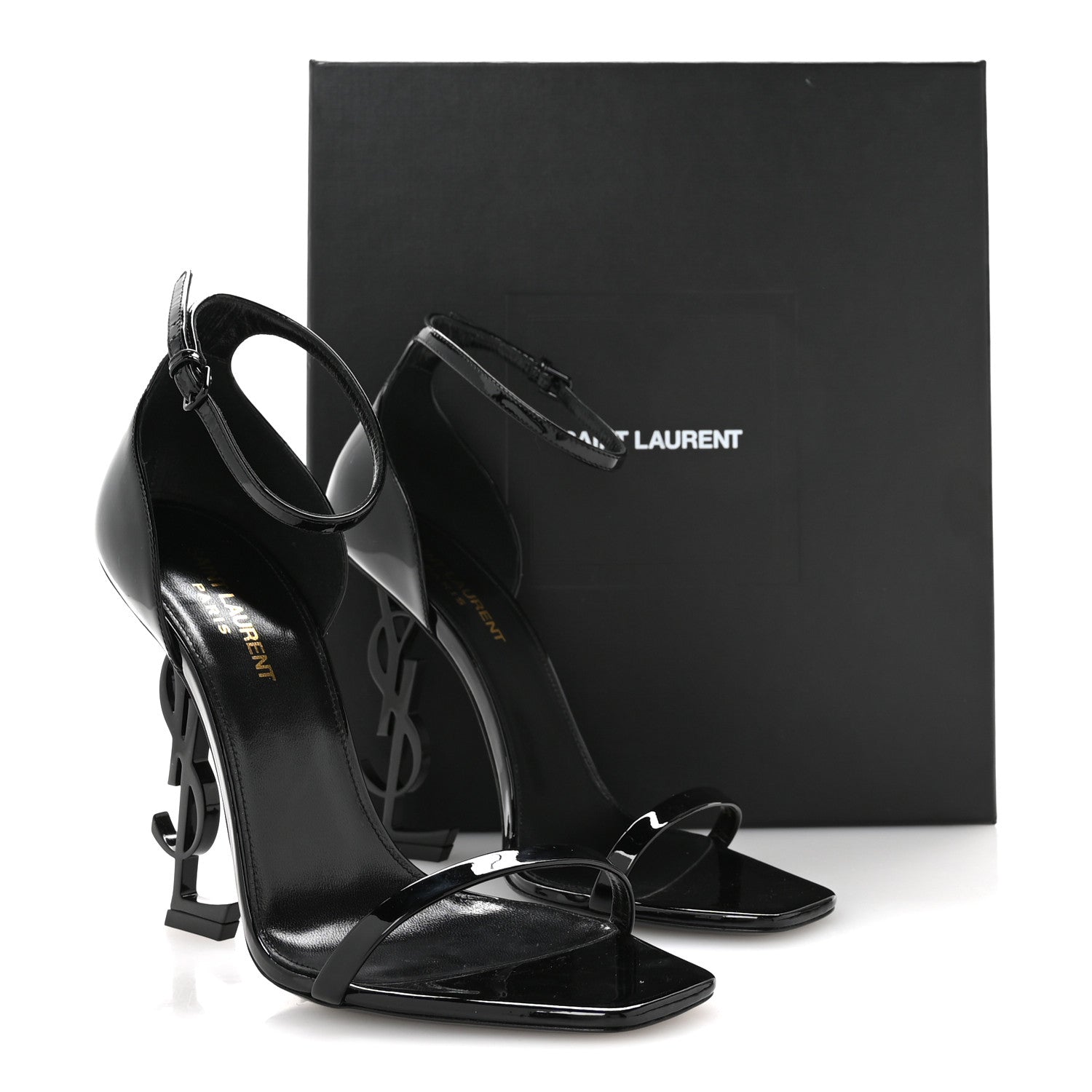 Saint Laurent Patent Calfskin Opyum 110 Sandals 39 Black 9 of 9