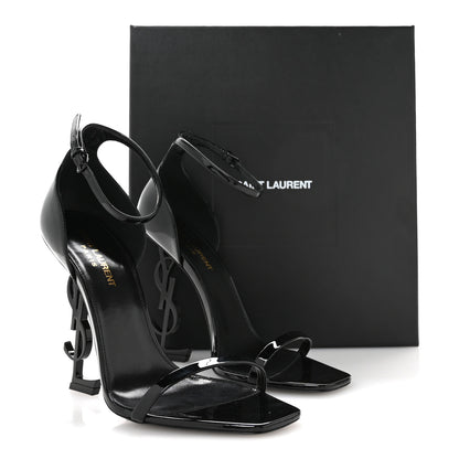 Saint Laurent Patent Calfskin Opyum 110 Sandals 39 Black 9 of 9
