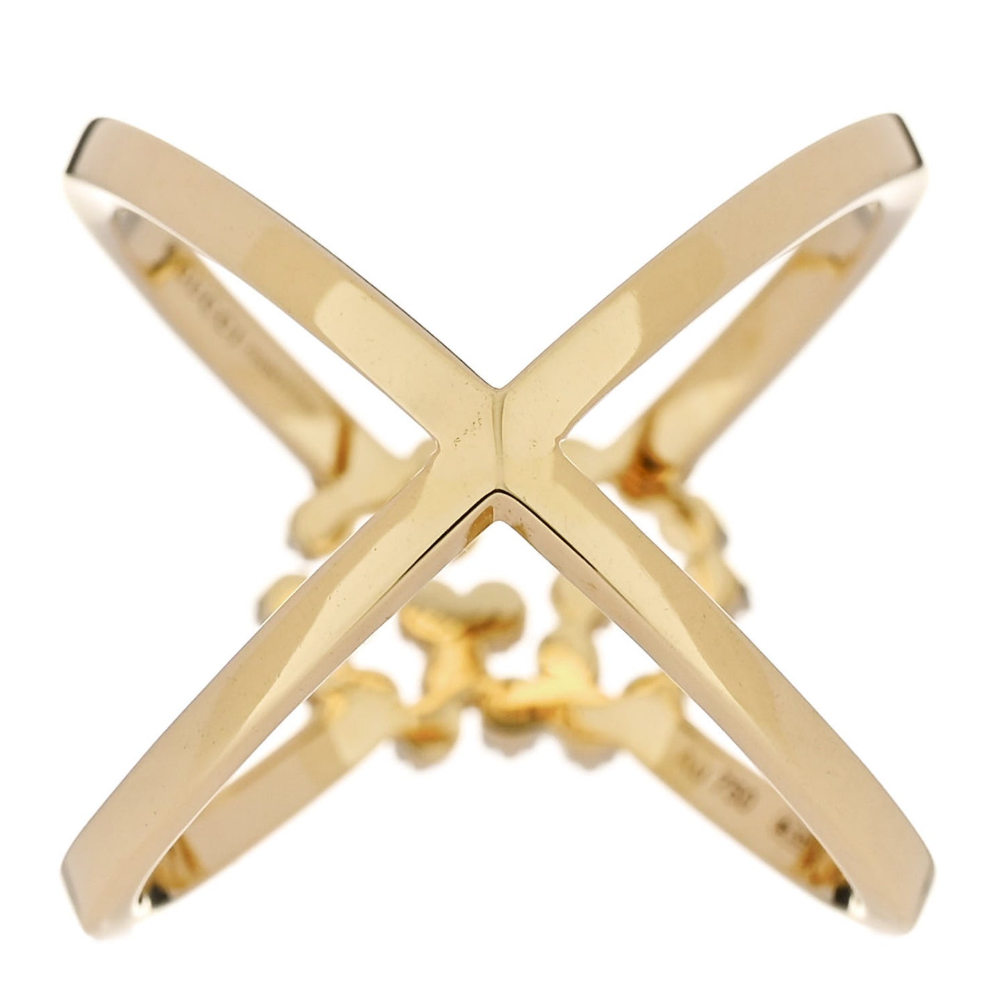 18K Yellow Gold Diamond Running G Cross Ring 49 5