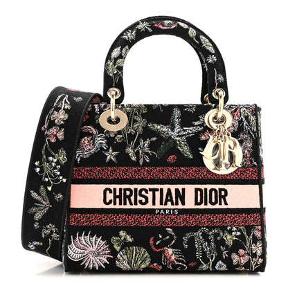 Christian Dior Canvas Cabinet De Curiosites Embroidered Medium Lady D-Lite Black Multicolor 1 of 12