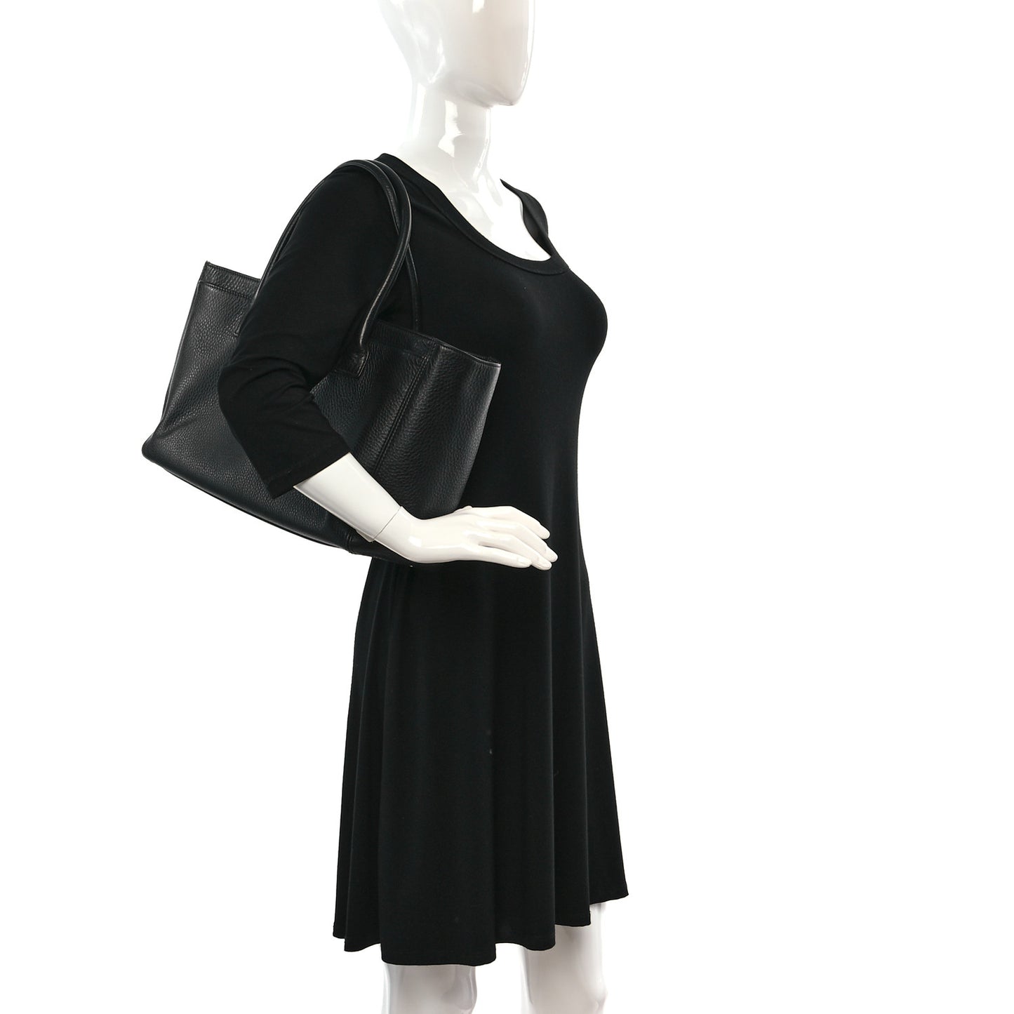 Calfskin Cerf Executive Shopper Tote Black