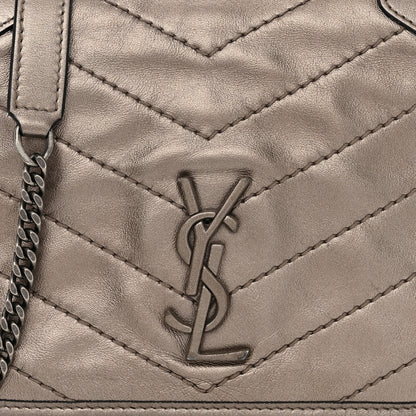 Saint Laurent Metallic Calfskin Matelasse Monogram Niki Chain Wallet Platinum 8 of 13