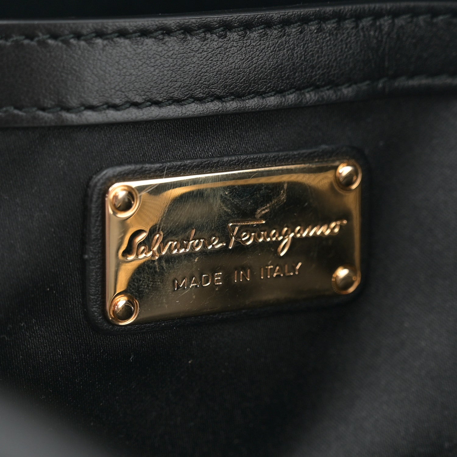 Salvatore Ferragamo Calfskin Suede Patchwork Double Handle Small Amy Tote Black 6 of 11