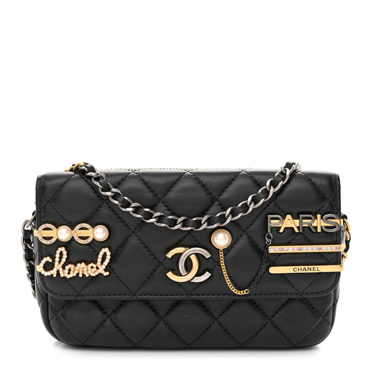 Chanel Lambskin Quilted Coco Clips Single Flap Black 1 of 15
