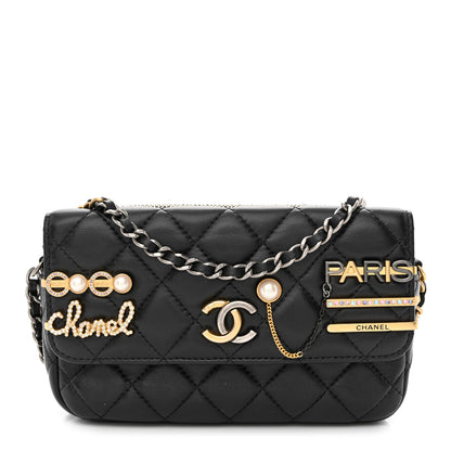 Chanel Lambskin Quilted Coco Clips Single Flap Black 1 of 15