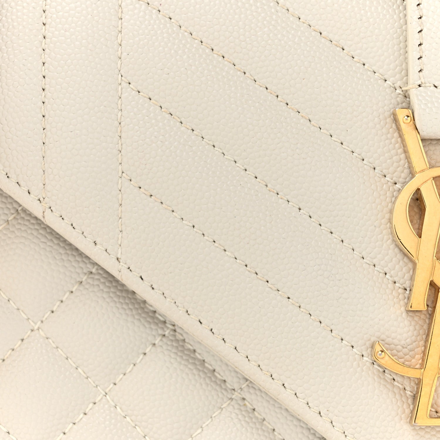 Saint Laurent Grain De Poudre Textured Mixed Matelasse Medium Triquilt Monogram Satchel Crema Soft 8 of 15