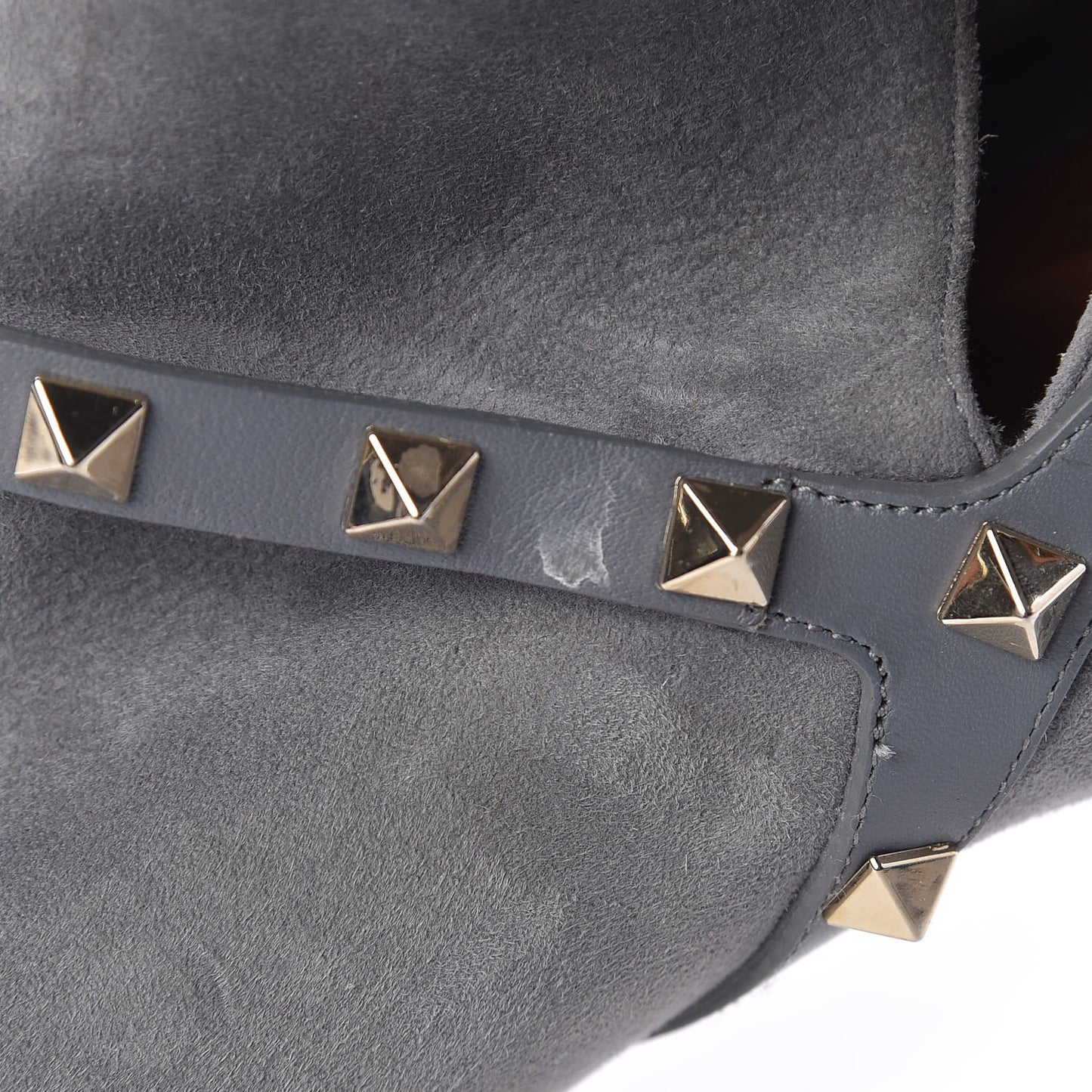 Suede Rockstud Double Buckle 65mm Ankle Boots 41 Light Stone