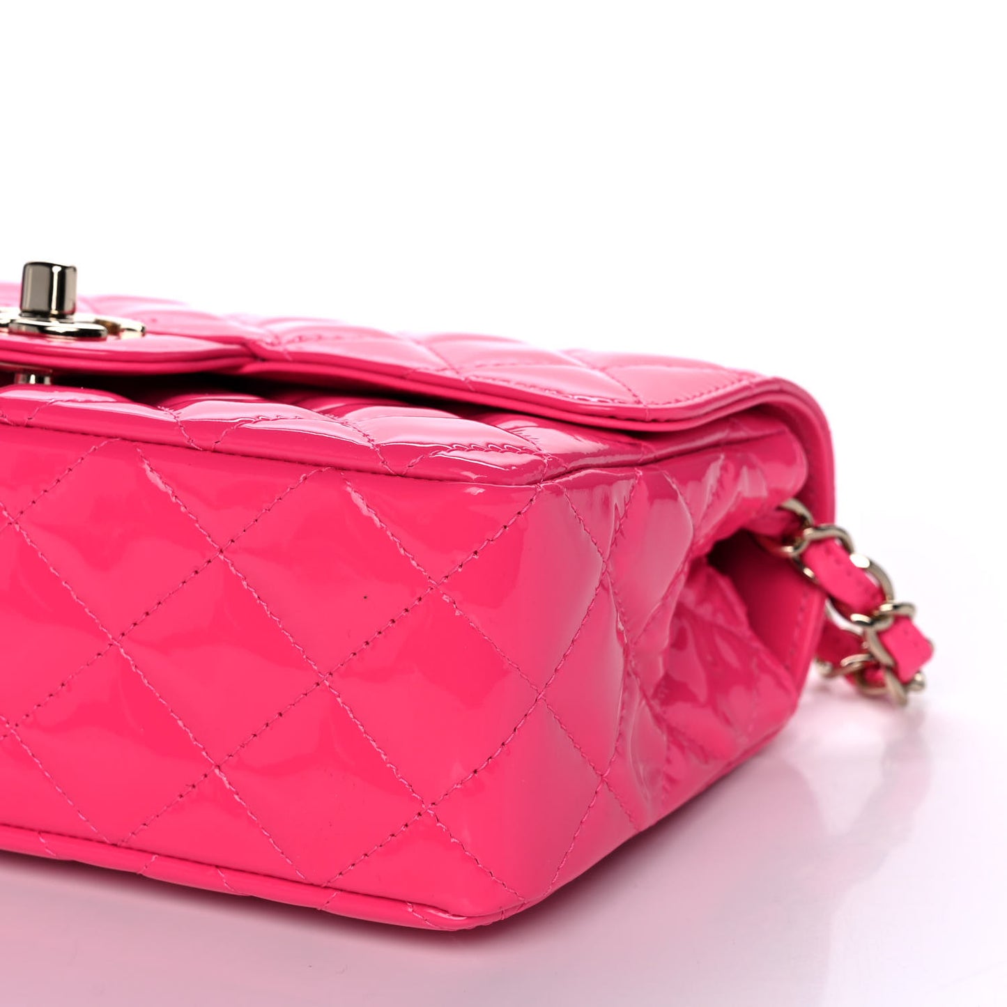 Patent Quilted Mini Rectangular Flap Pink