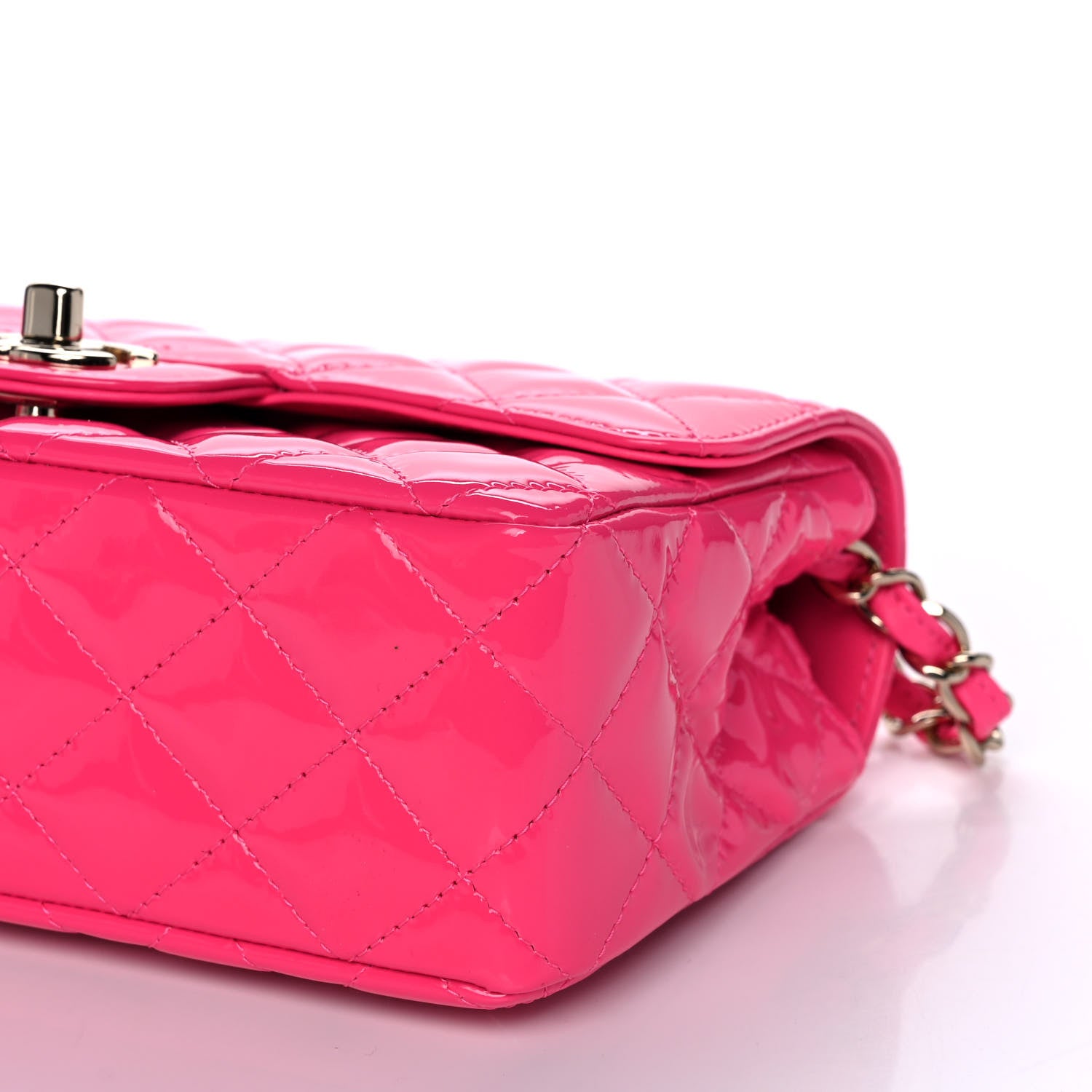 Chanel Patent Quilted Mini Rectangular Flap Pink 10 of 11