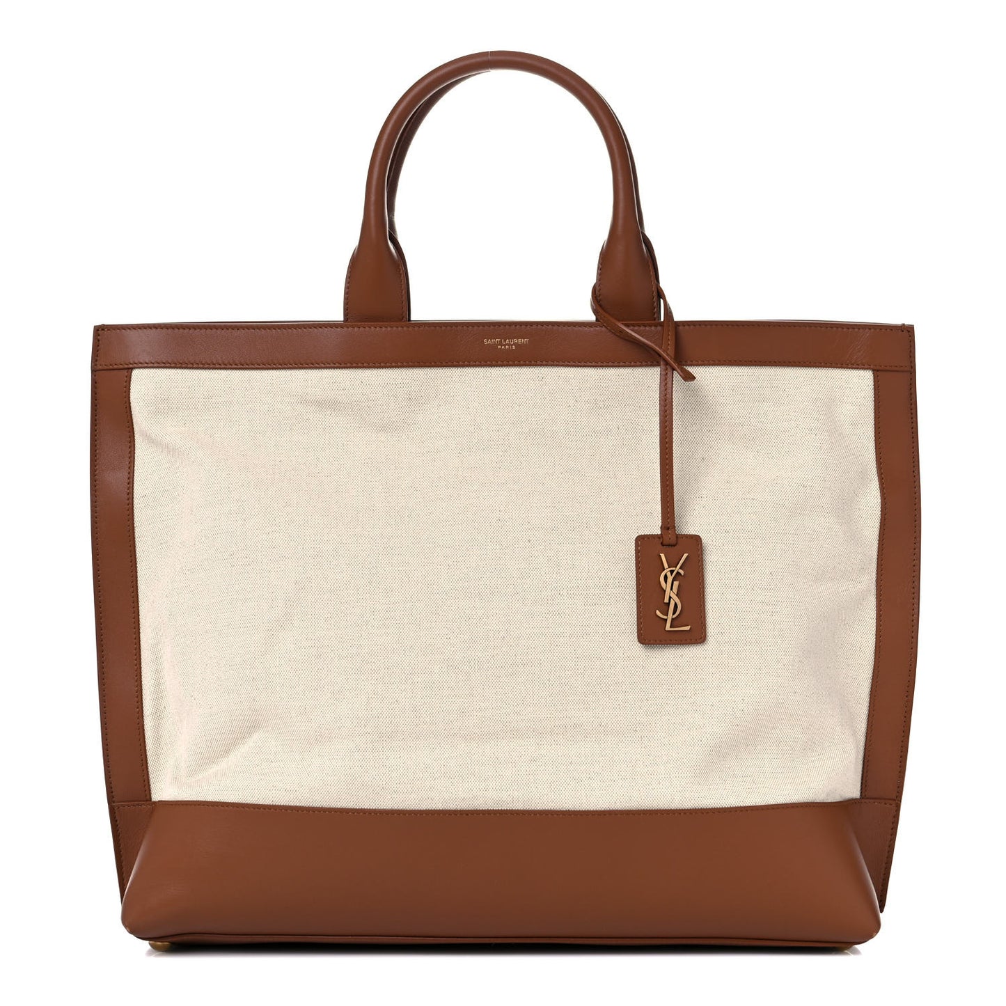Calfskin Linen Two Tone Cabas Tote Beige