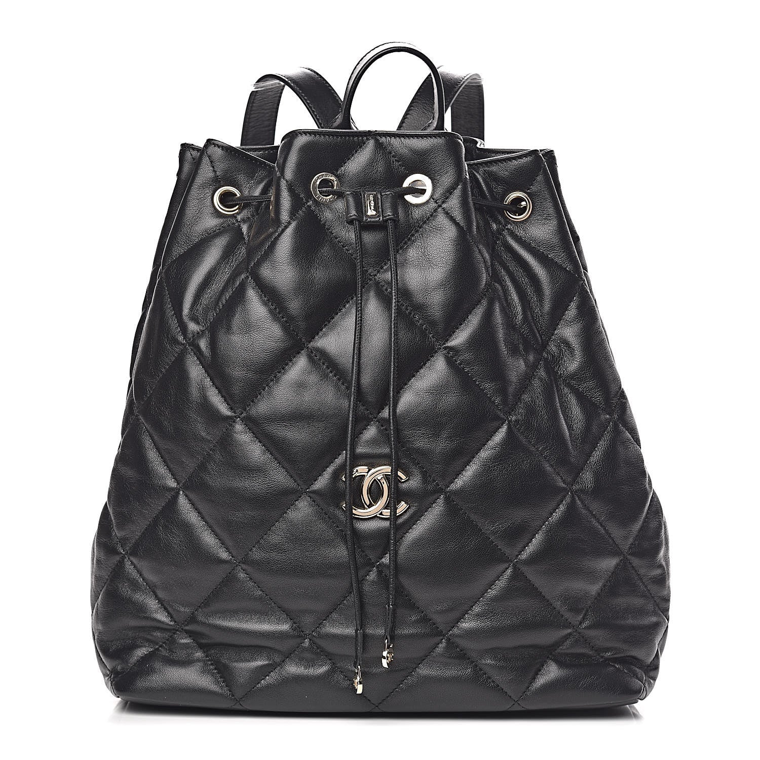 Chanel Lambskin Quilted Drawstring Backpack Black 1 of 14