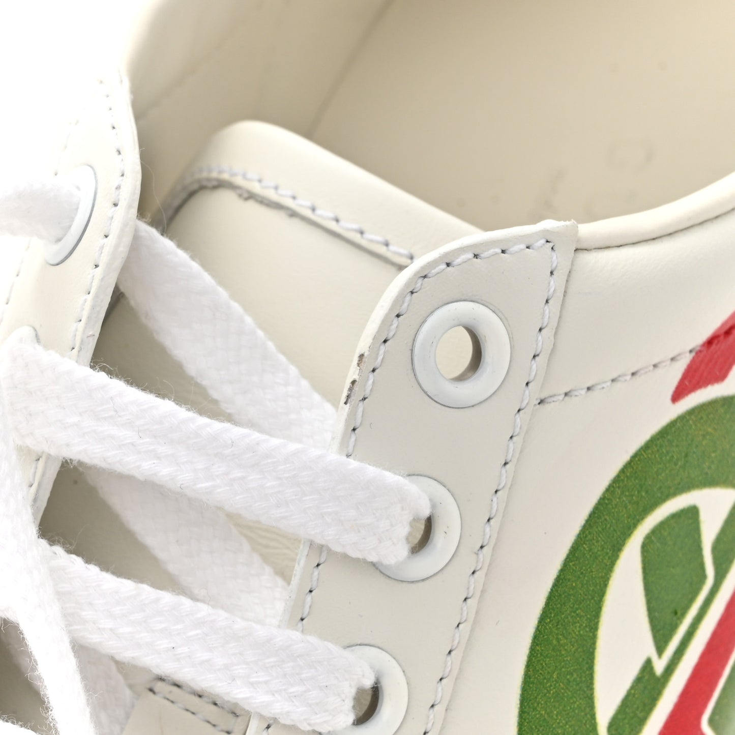 Calfskin Interlocking G Womens New Ace Sneakers 35.5 White Red Flame Green