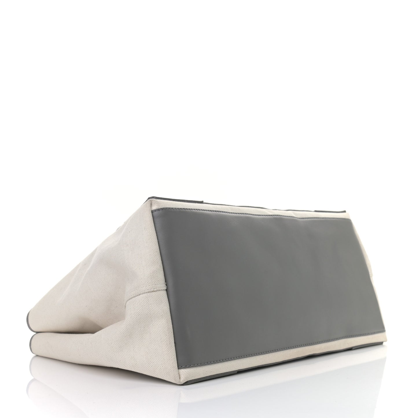 Cotton Canvas Calfskin M Navy Cabas Grey