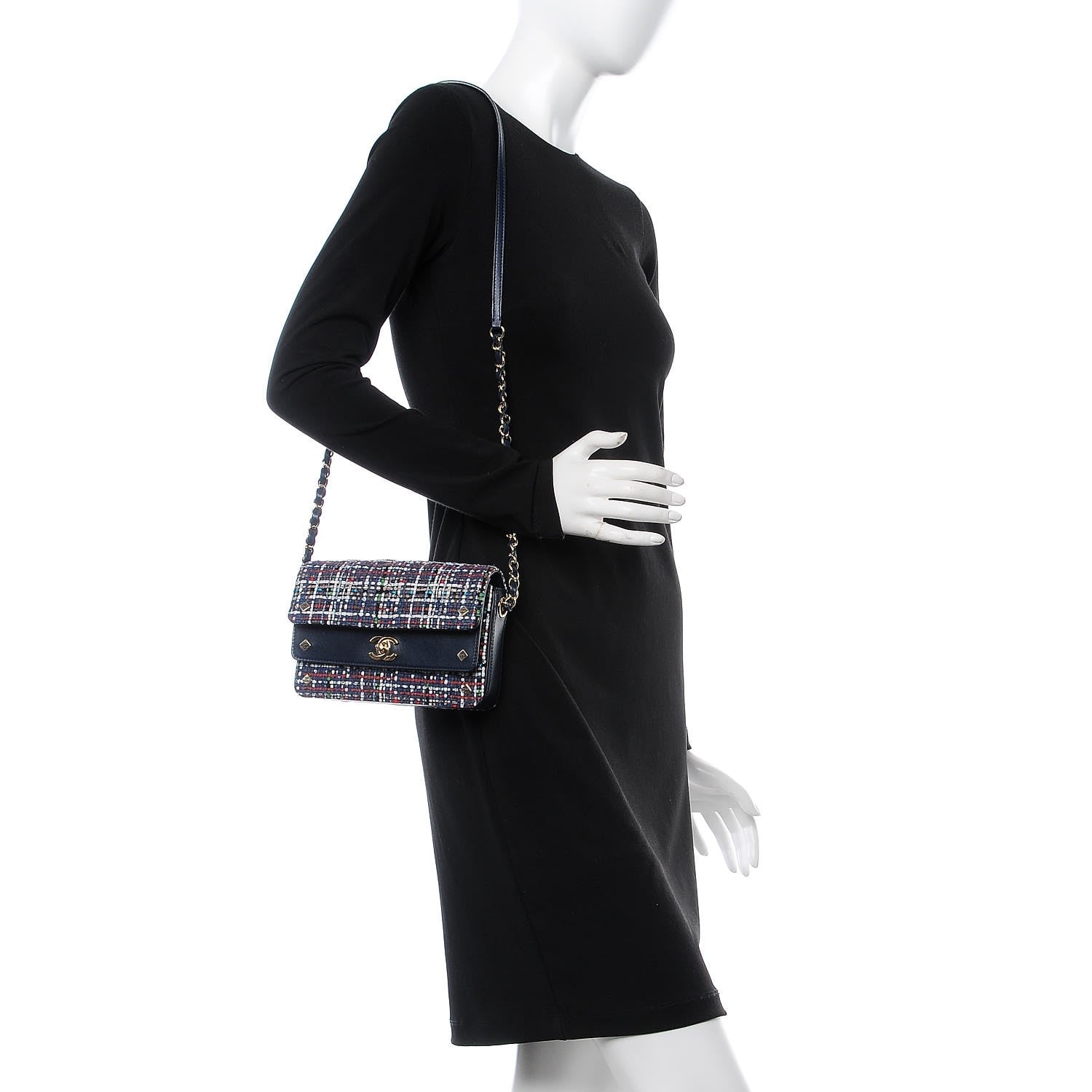 Chanel Tweed Calfskin Quilted CC Box Flap Multicolor 2 of 8