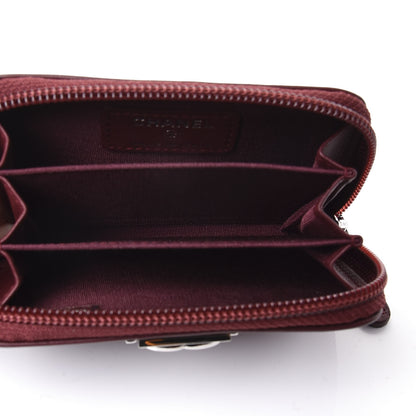 Chanel Lambskin Chevron Quilted Boy Zip Around Coin Purse Wallet Burgundy 4 of 9