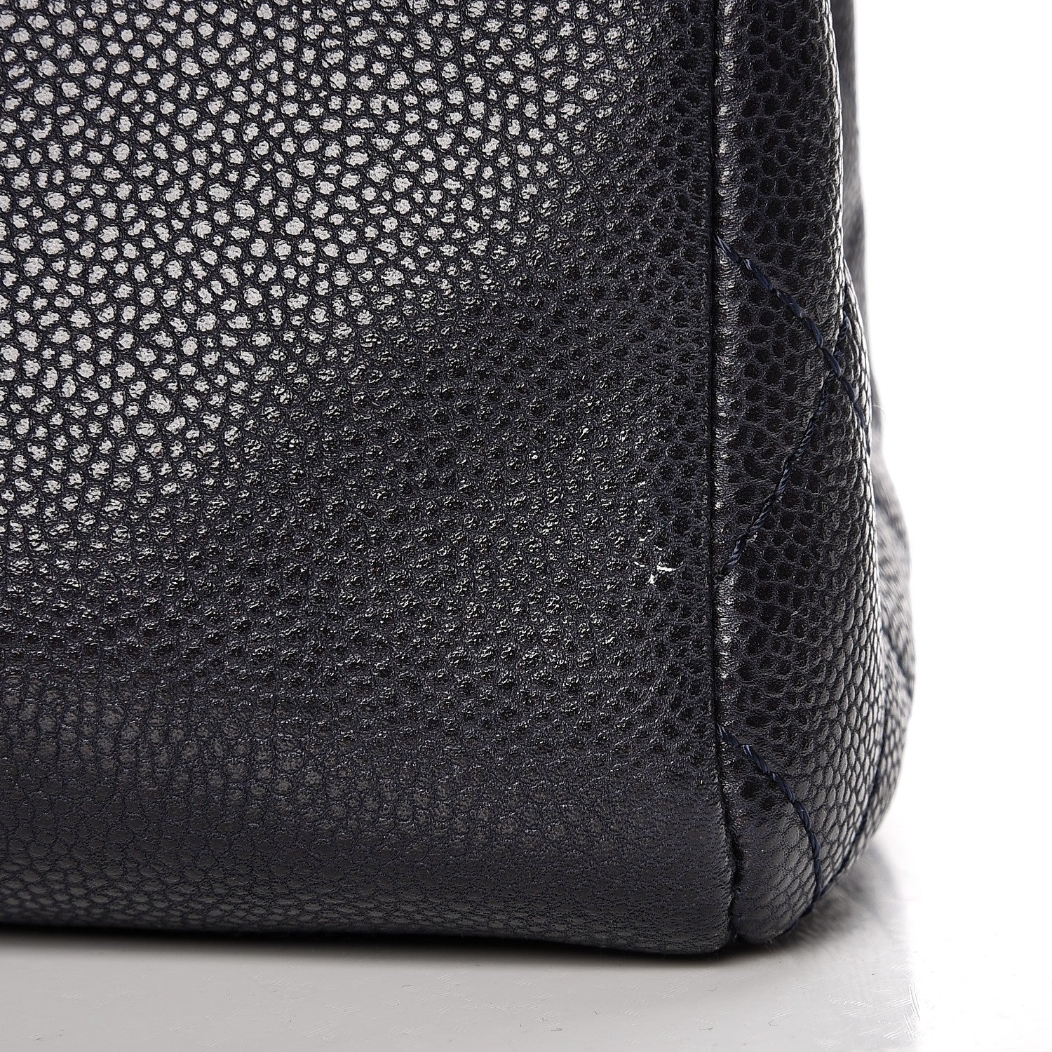 Chanel Metallic Grained Calfskin Woven Chain Medium Shopping Tote Dark Navy 9 of 9