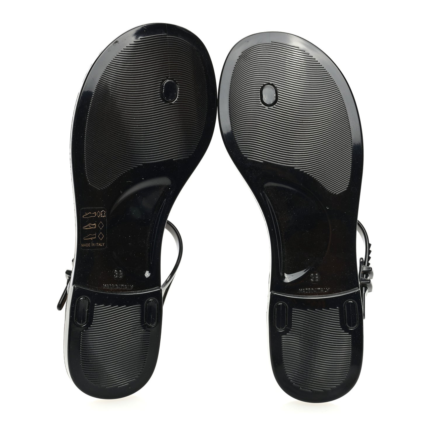 Jelly Camellia Thong Sandals 38 Black