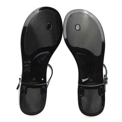 Chanel Jelly Camellia Thong Sandals 38 Black 5 of 7