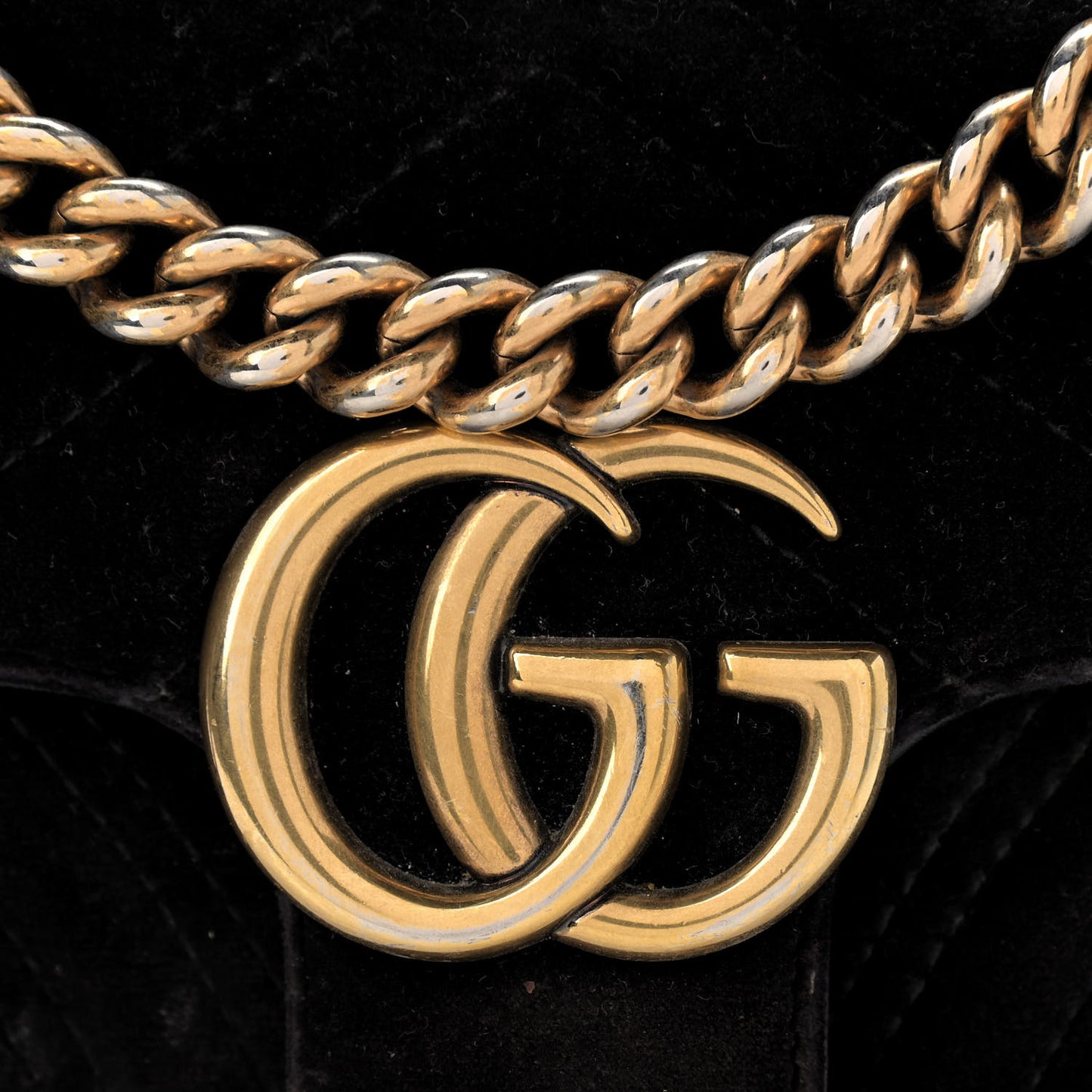 Velvet Matelasse Mini GG Marmont Shoulder Bag Black