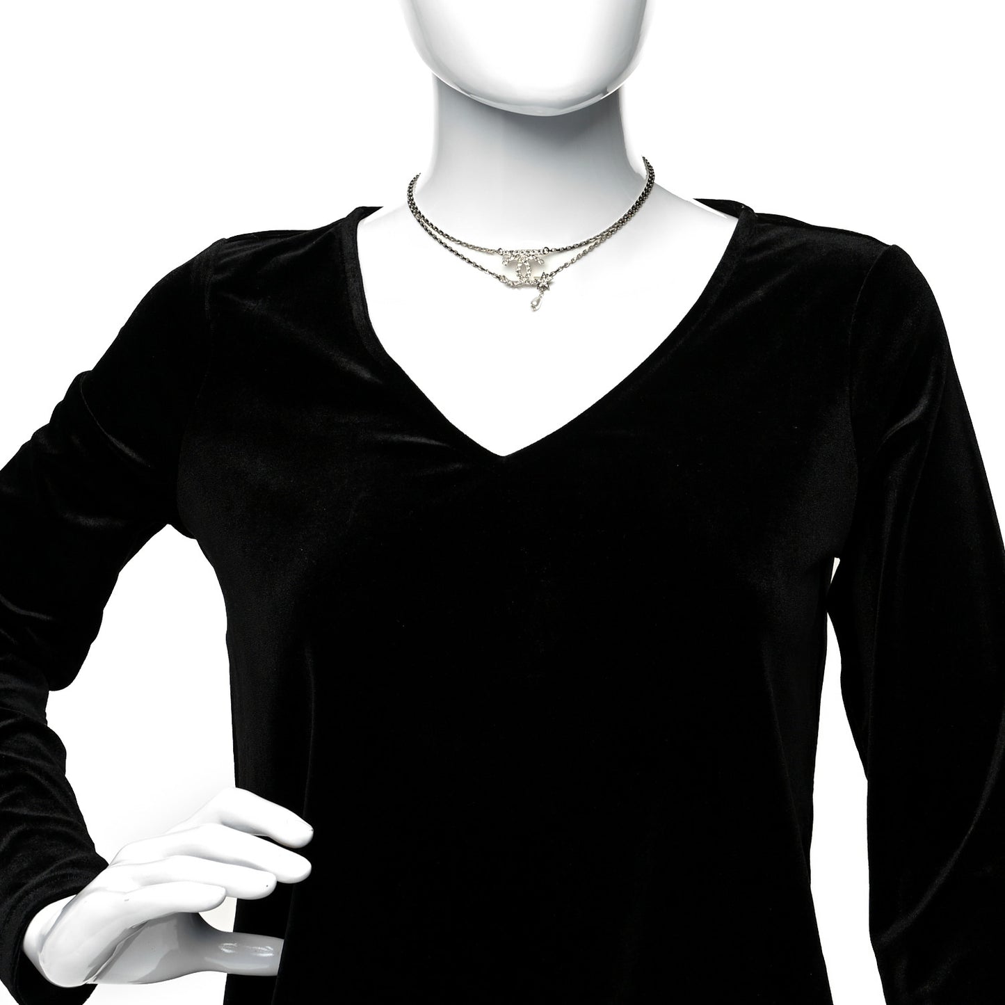 Pearl Crystal CC Star Choker Necklace Gold