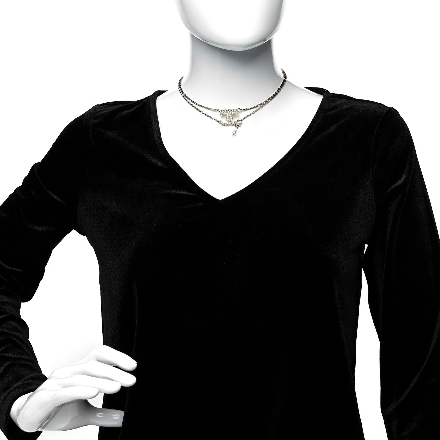 Chanel Pearl Crystal CC Star Choker Necklace Gold 2 of 5