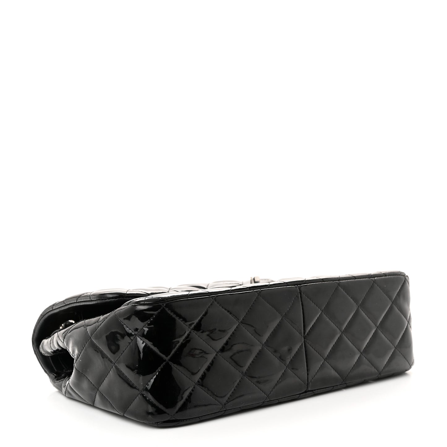 Patent Quilted Jumbo Double Flap Black