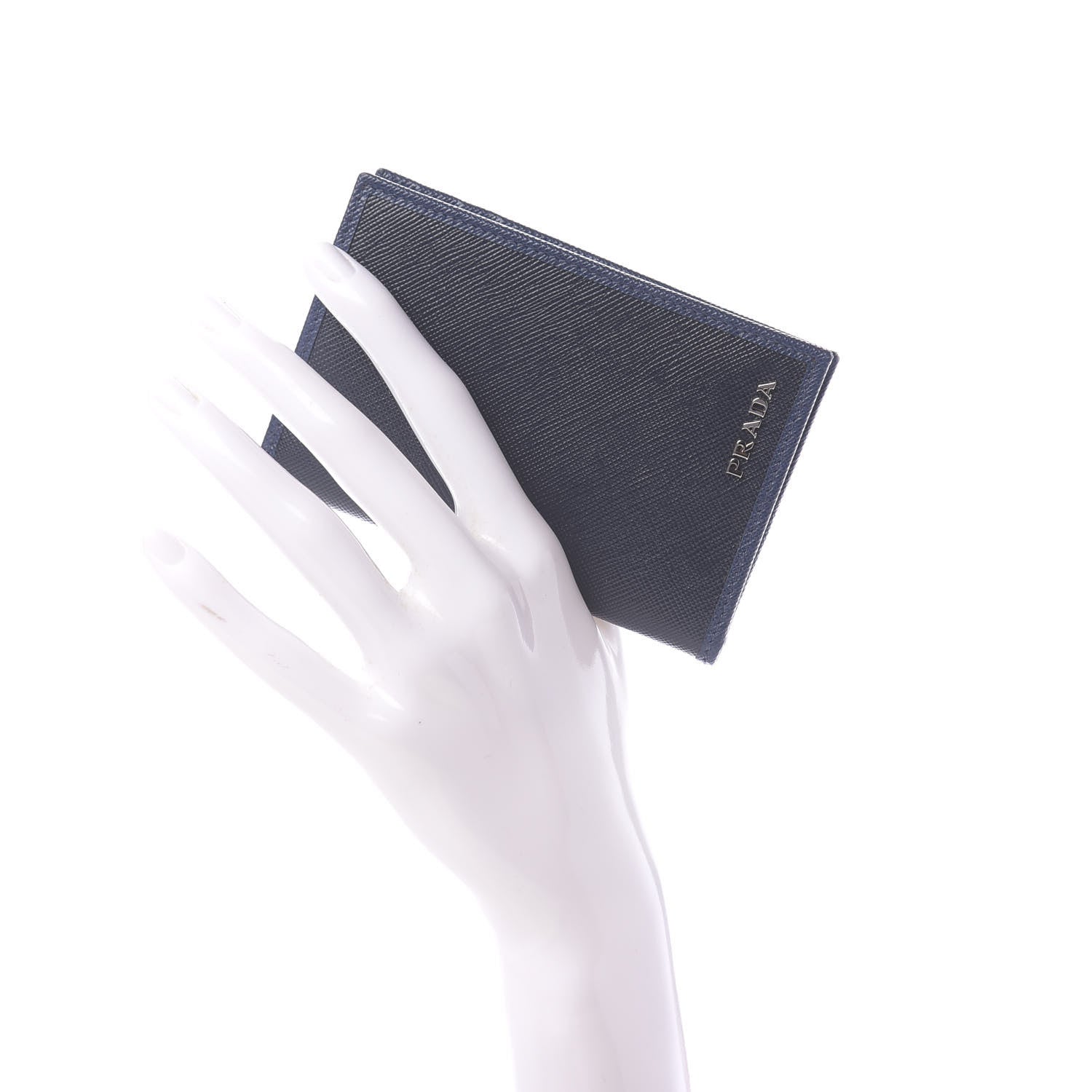 Prada Saffiano Bi-Fold Card Holder Baltico Bleuette 2 of 9