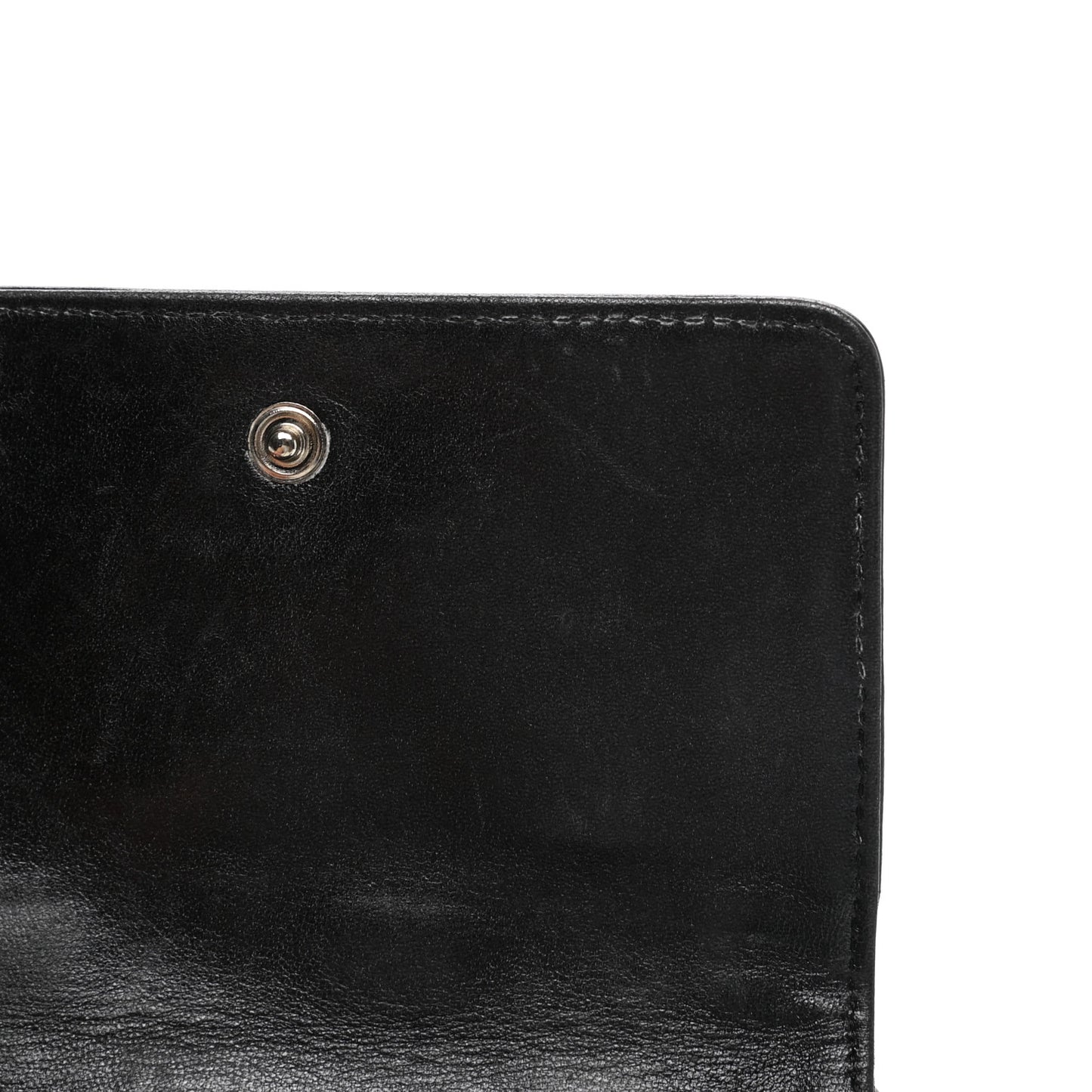 Metallic Lambskin Precious Symbols French Wallet Dark Silver