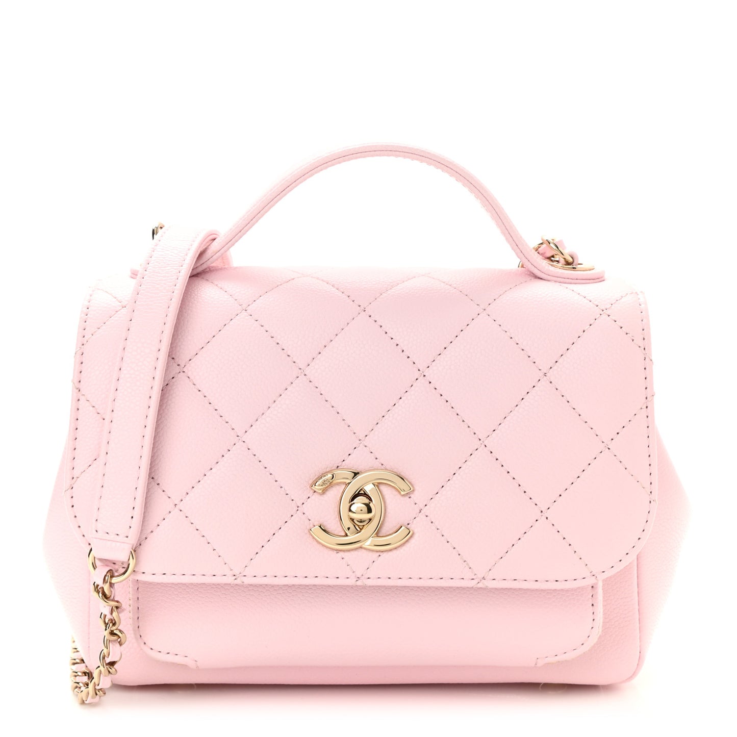 Caviar Quilted Small Business Affinity Flap Light Pink