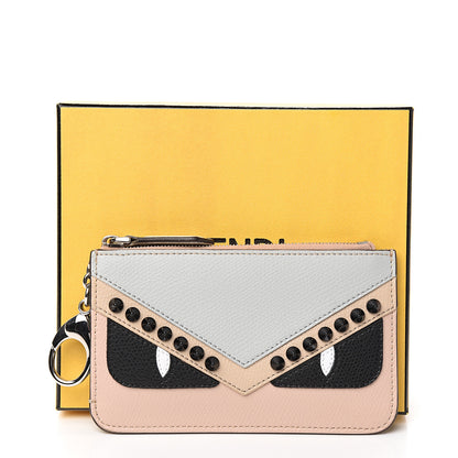 Fendi Vitello Cruise Studded Monster Eyes Coin Pouch Key Case Grigio Perla Amido Multicolor 7 of 7