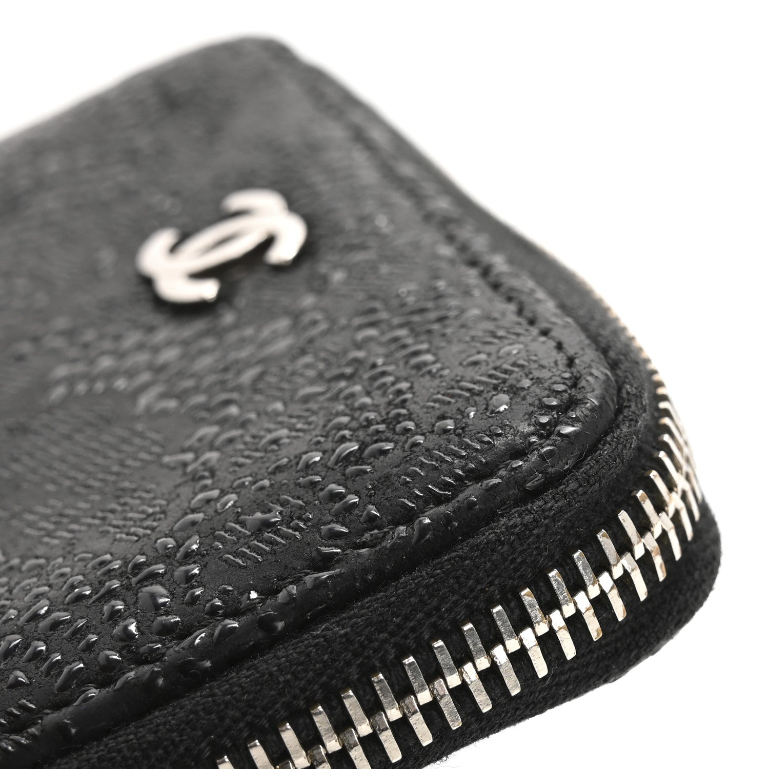 Chanel Calfskin Floral Embossed Zipped Coin Purse Black 12 of 13