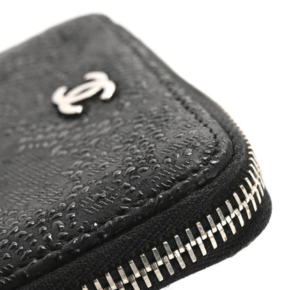 Chanel Calfskin Floral Embossed Zipped Coin Purse Black 12 of 13