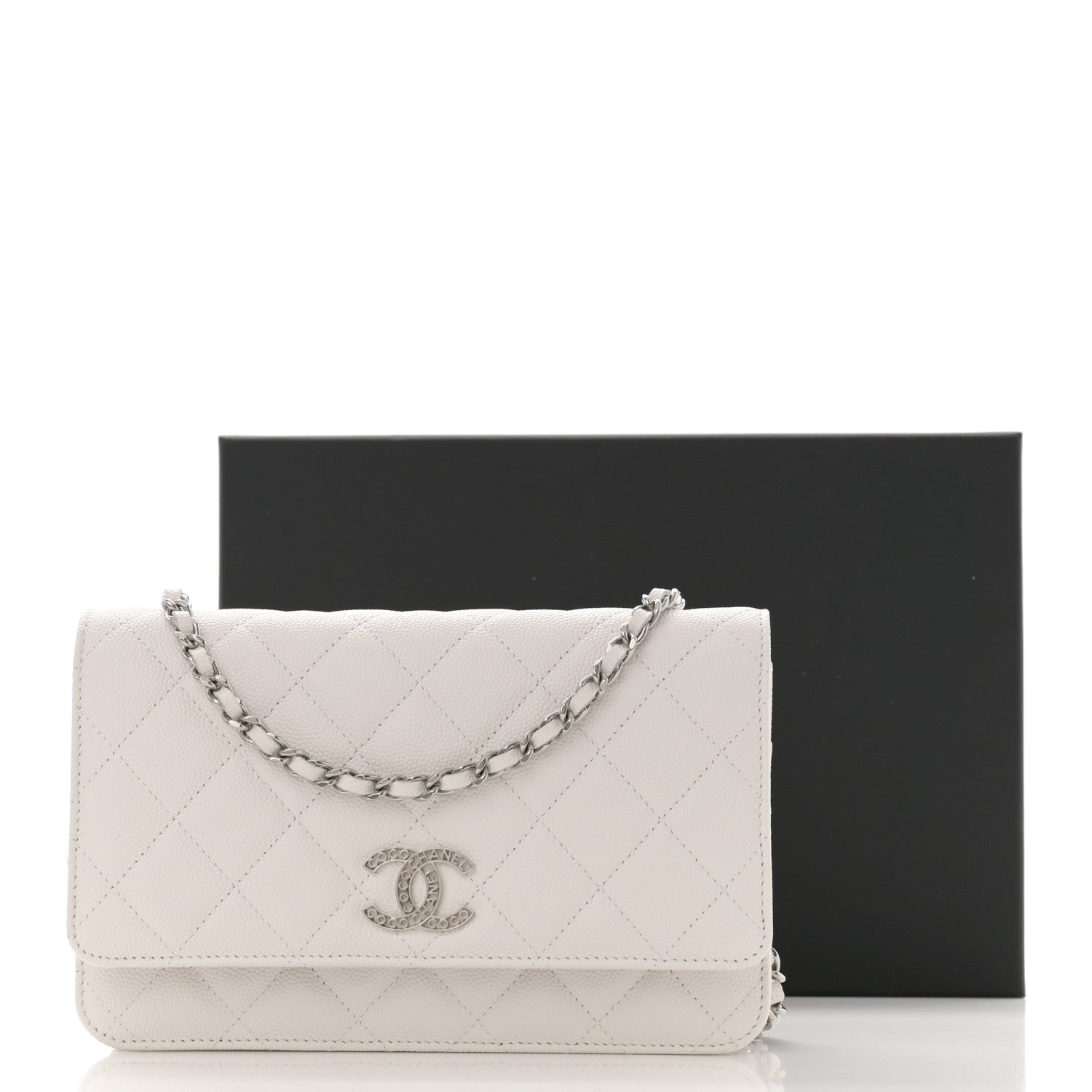 Chanel Caviar Quilted CC Logo Wallet on Chain WOC  White 13 of 13