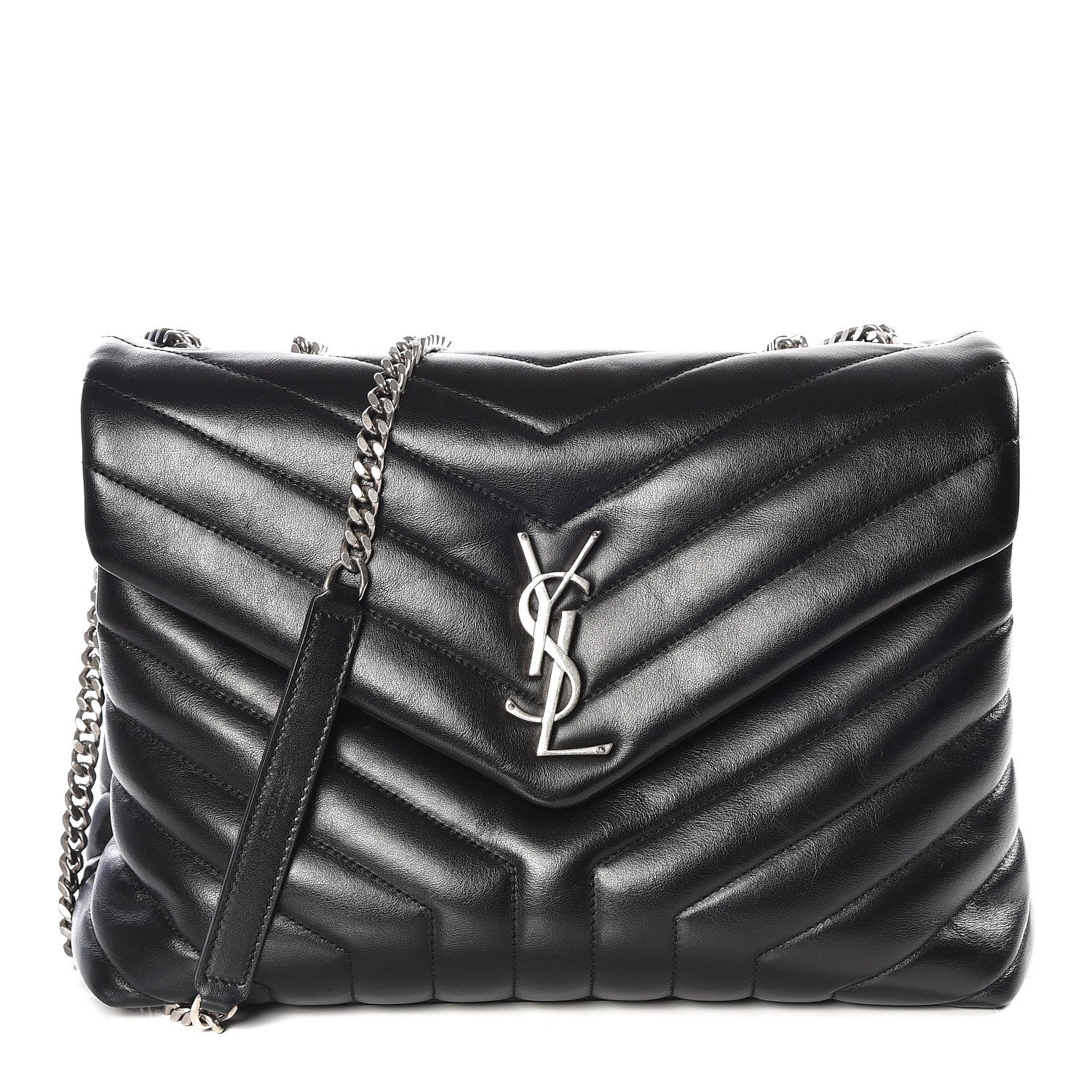 Saint Laurent Calfskin Y Quilted Monogram Medium Loulou Chain Satchel Black 1 of 11