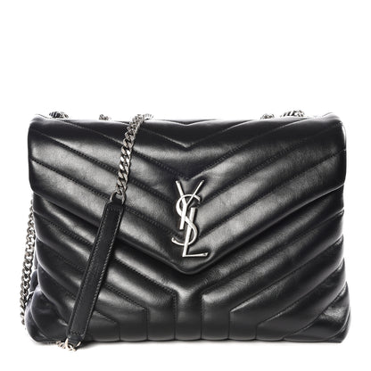 Saint Laurent Calfskin Y Quilted Monogram Medium Loulou Chain Satchel Black 1 of 11