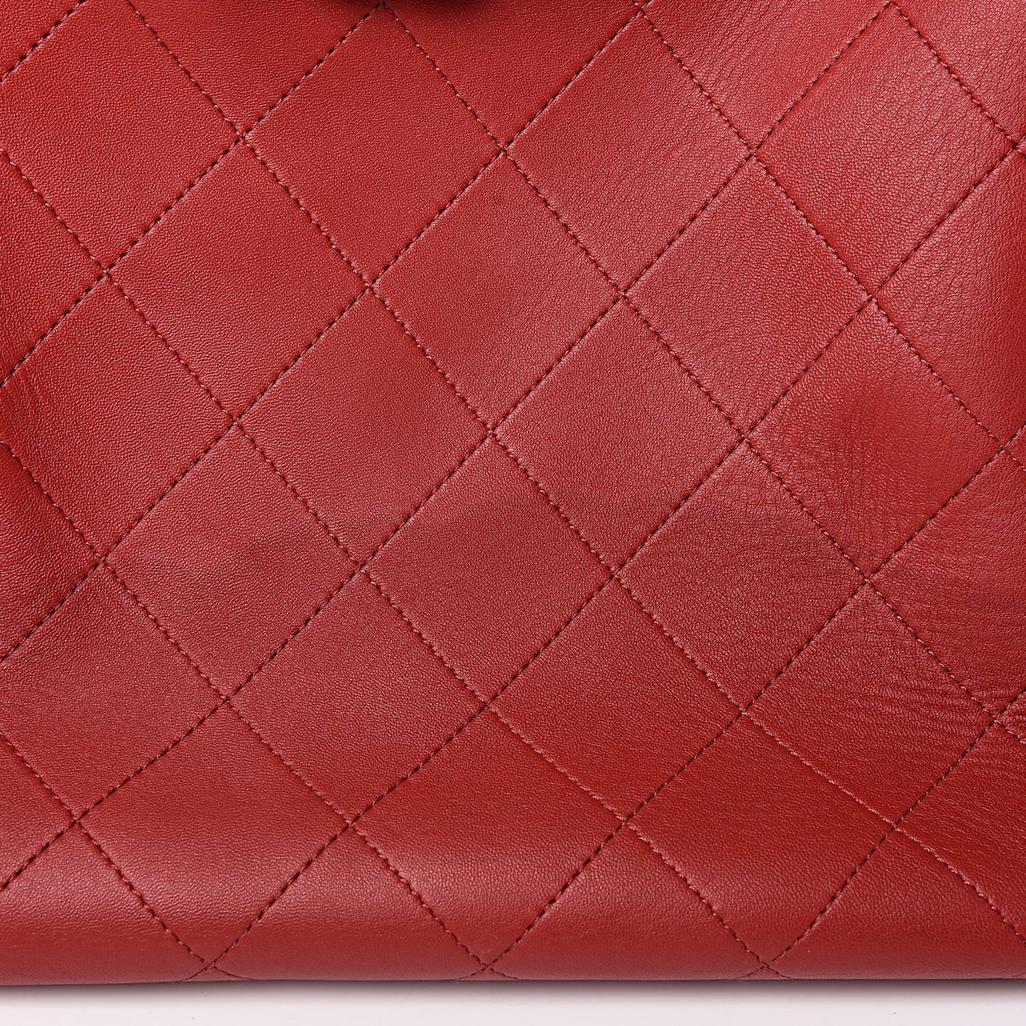 Lambskin Stitched Large Shopping Tote Red