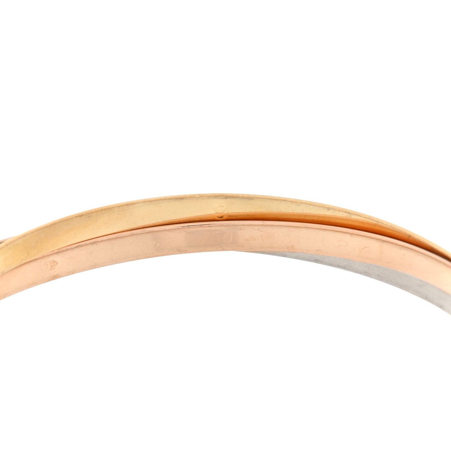Cartier 18K Pink Yellow White Gold 3.5mm Trinity Bangle Bracelet 3 of 3