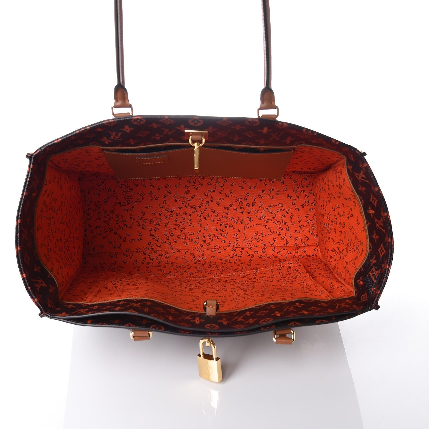 Louis Vuitton Calfskin Catogram City Steamer Cabas XXL Orange Marron 6 of 8
