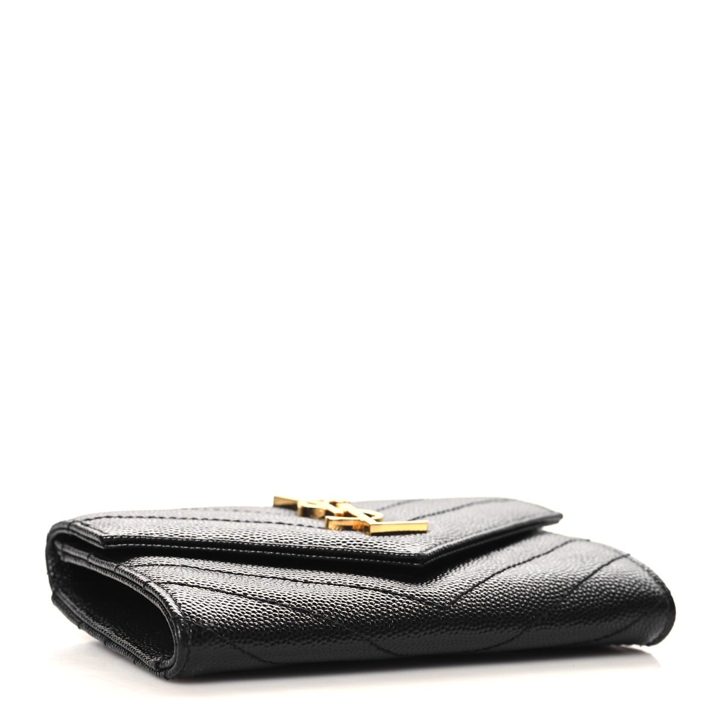 Grain De Poudre Matelasse Chevron Small Monogram Envelope Wallet Black