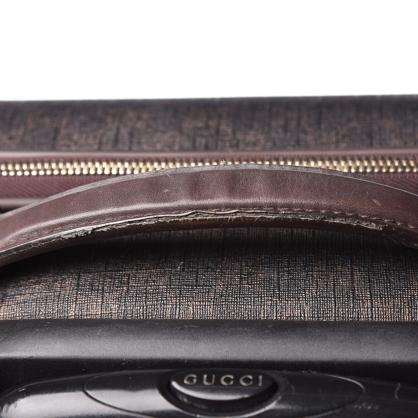 GG Supreme Monogram Four Wheel Carry On Suitcase Dark Brown