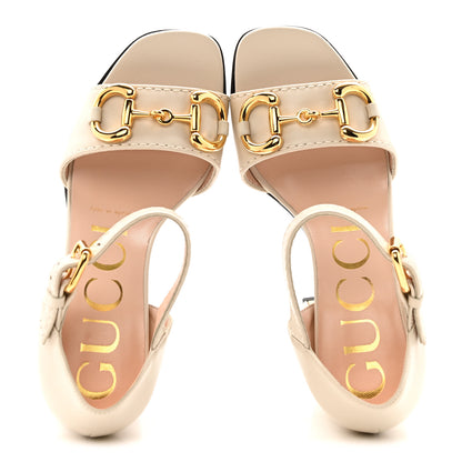Gucci Nappa Horsebit Cross Strap 95mm Sandals 35 Mystic White 3 of 28