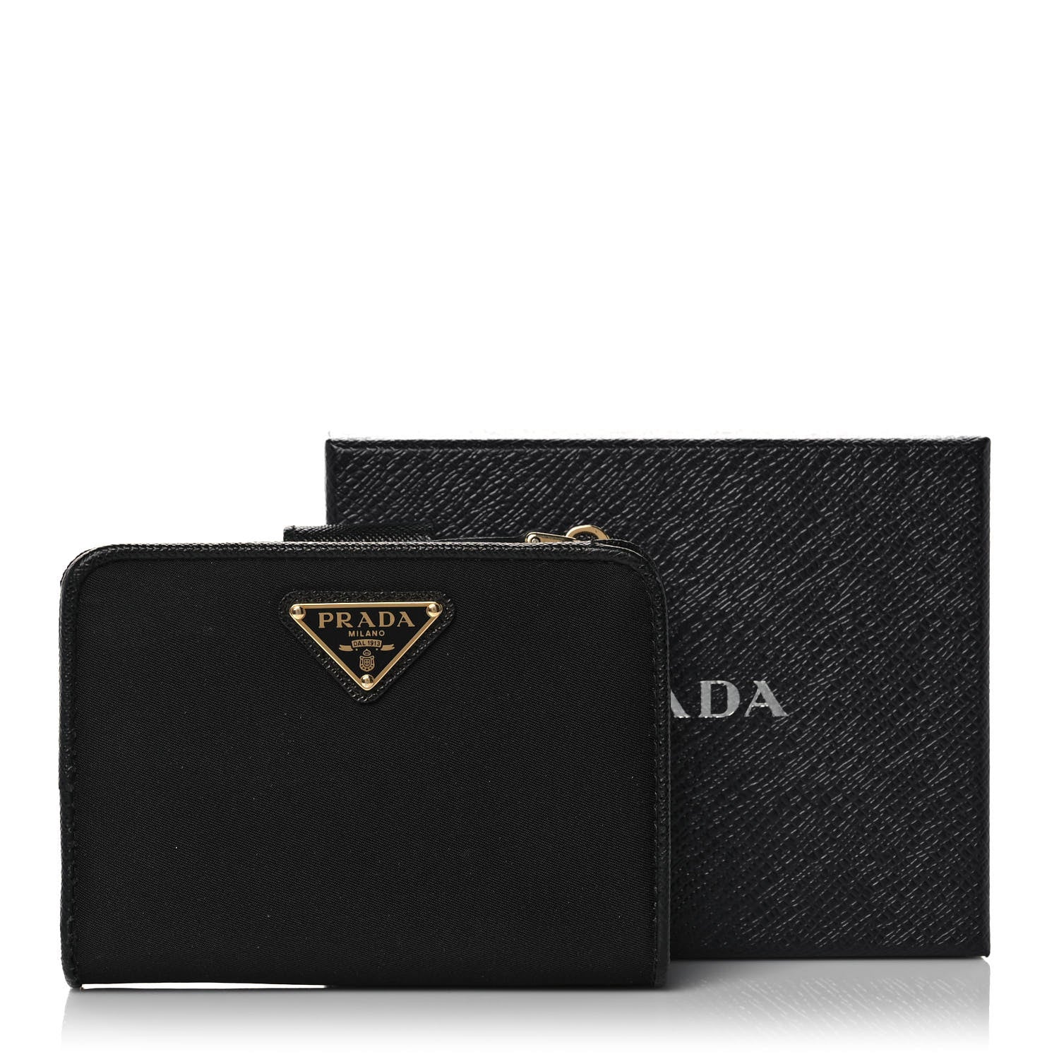 Prada Nylon Saffiano Metal Compact Wallet Black 10 of 10