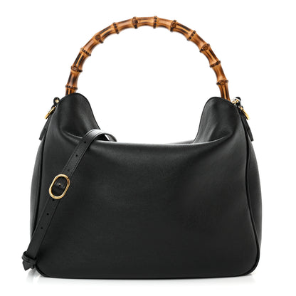 Gucci Softy Wonka Textured Dollar Calfskin Large Diana Bamboo Shoulder Bag Black 1 of 10
