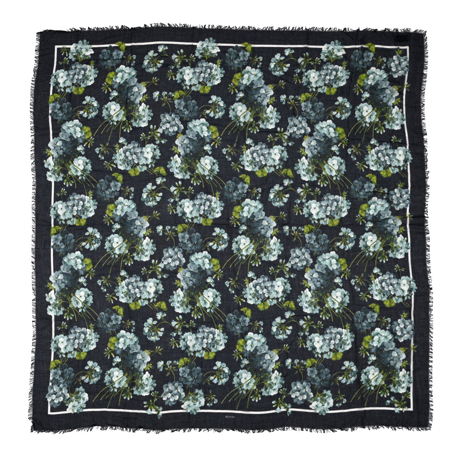 Gucci Modal Silk New Bloom Square Scarf Midnight Blue Sky Blue 1 of 3