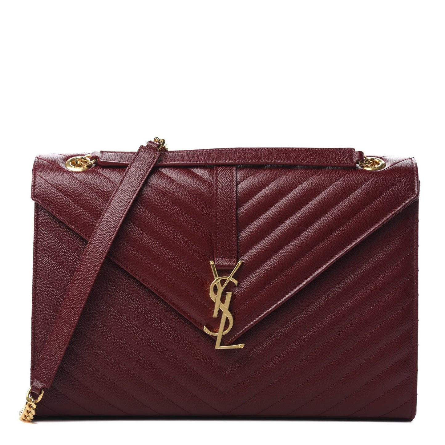 Grain De Poudre Matelasse Chevron Large Monogram Satchel Oxblood
