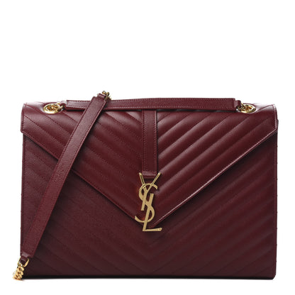 Saint Laurent Grain De Poudre Matelasse Chevron Large Monogram Satchel Oxblood 1 of 10