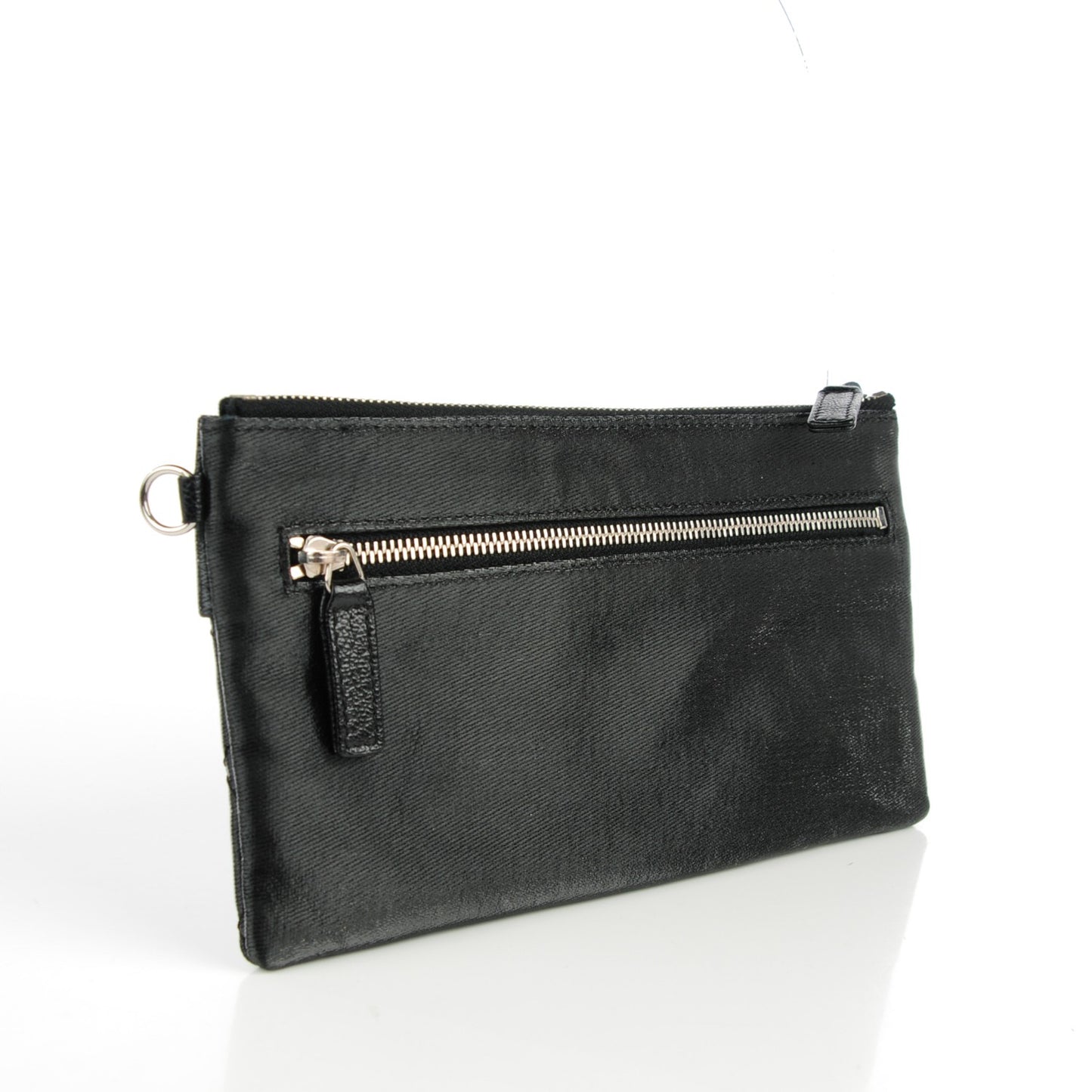 Coated Canvas Quilted Paris Biarritz Ligne Clutch Black