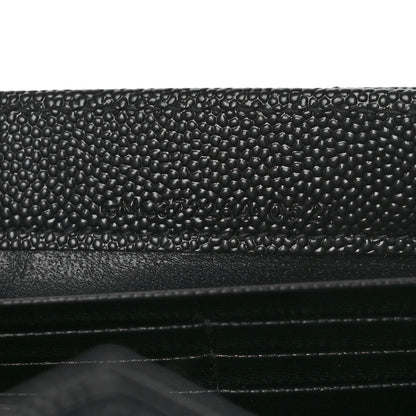 Saint Laurent Grain De Poudre Matelasse Chevron Monogram Flap Wallet Black 7 of 8