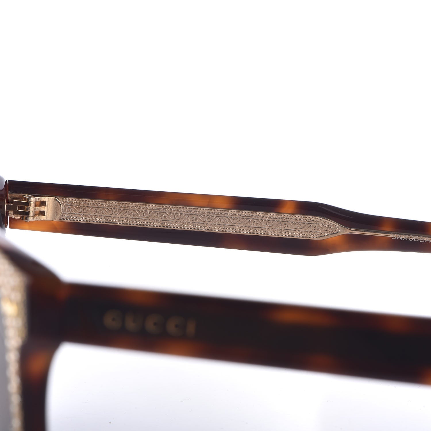 Gucci Rhinestone Acetate Square Sunglasses GG0047S Tortoise 6 of 7